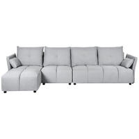 4-SITZER-ECKSOFA Polyester Grau linksseitig Tomra - Hellgrau, Textil (325/136cm) - Beliani