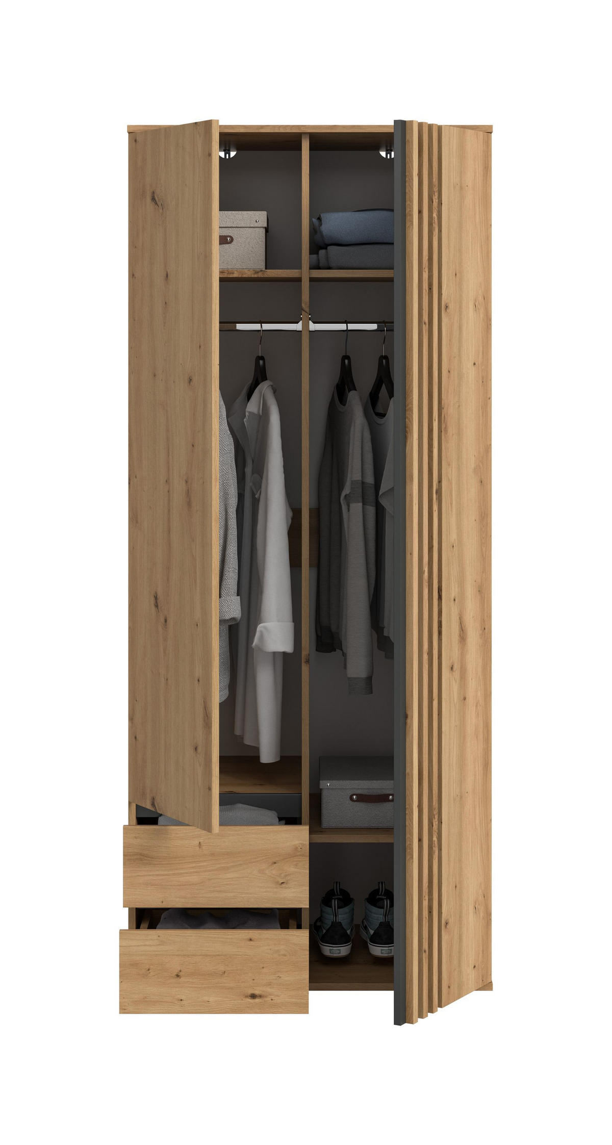 KLEIDERSCHRANK 2-türig TOFTA (B/H/T: ca. 80/192/56 cm) in Artisan Eiche Nachbildung/Artisan Eiche Nachbildung - Eiche Artisan, Holzwerkstoff (80/192/56cm)