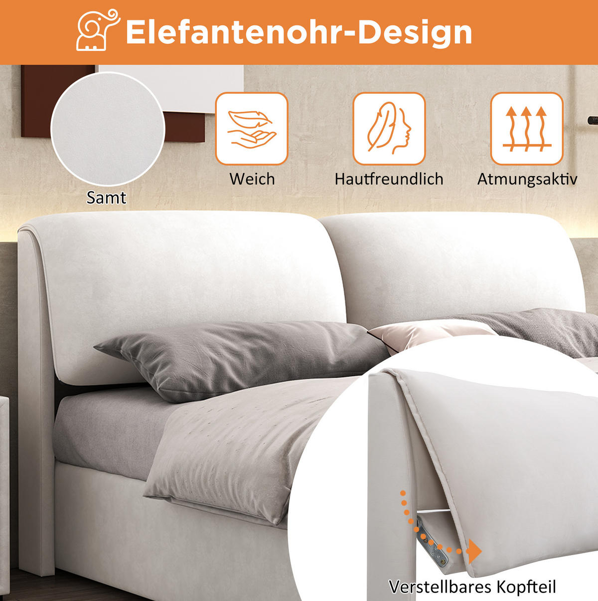 POLSTERBETT 160/200 cm mit hydraulischem Bettkasten, 3 Schubladen und verstellbarem Kopfteil, Beige - Beige, Textil (160/200cm) - Redom