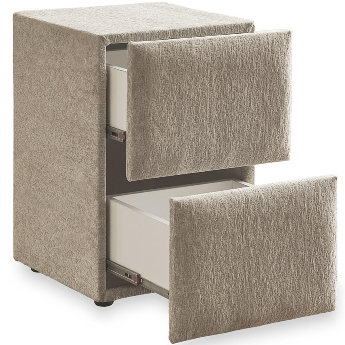 NACHTTISCH DAVIS 45/45/60 cm, Helltaupe, zwei Schubladen - Taupe/Schwarz, Holz/Kunststoff (45/60/45cm) - Consilio Concept