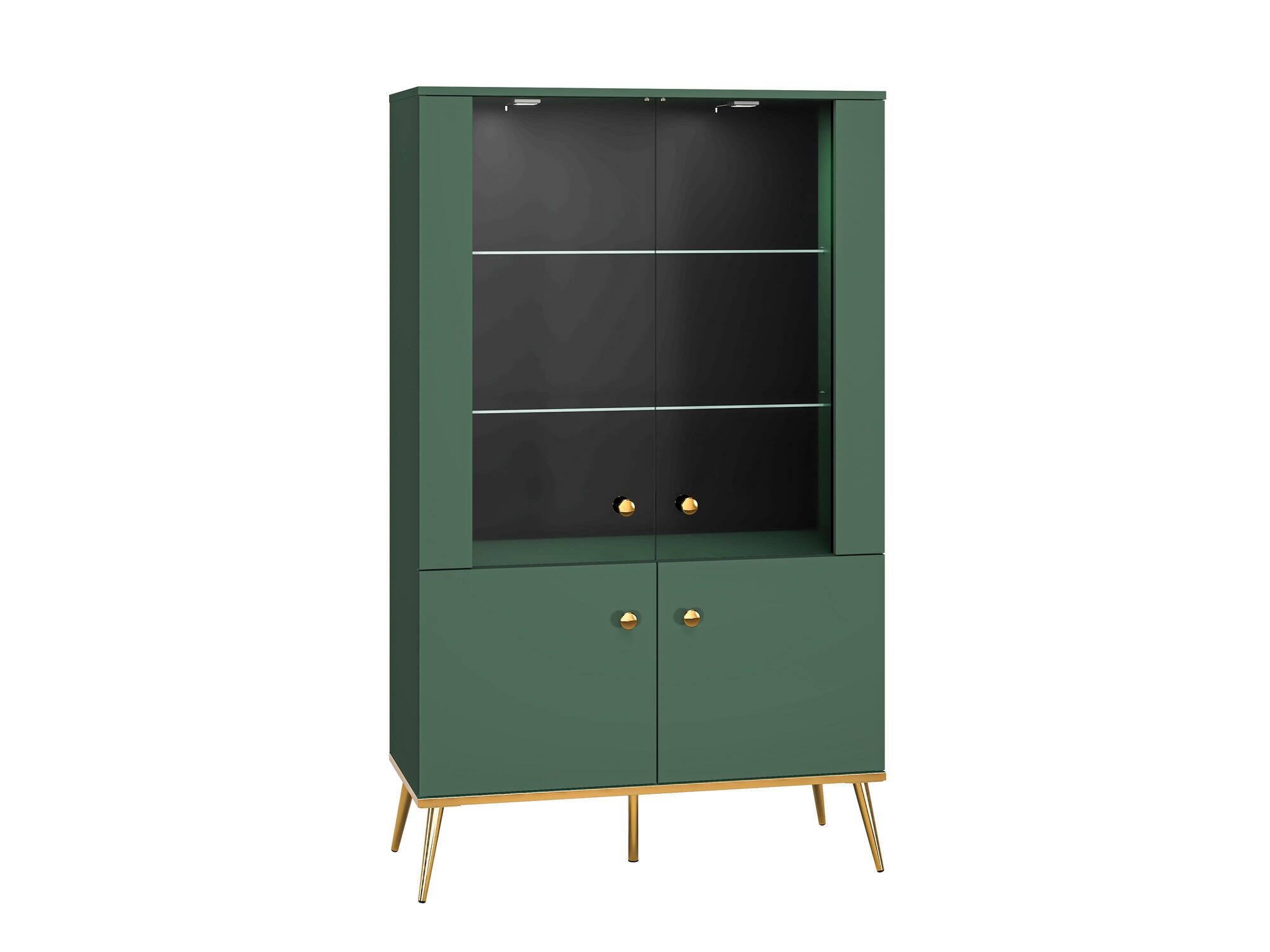 VITRINE FORT Grün, Gold 92x40x152 cm - Goldfarben/Grün, Holzwerkstoff (92/152/40cm) - FURNLUX