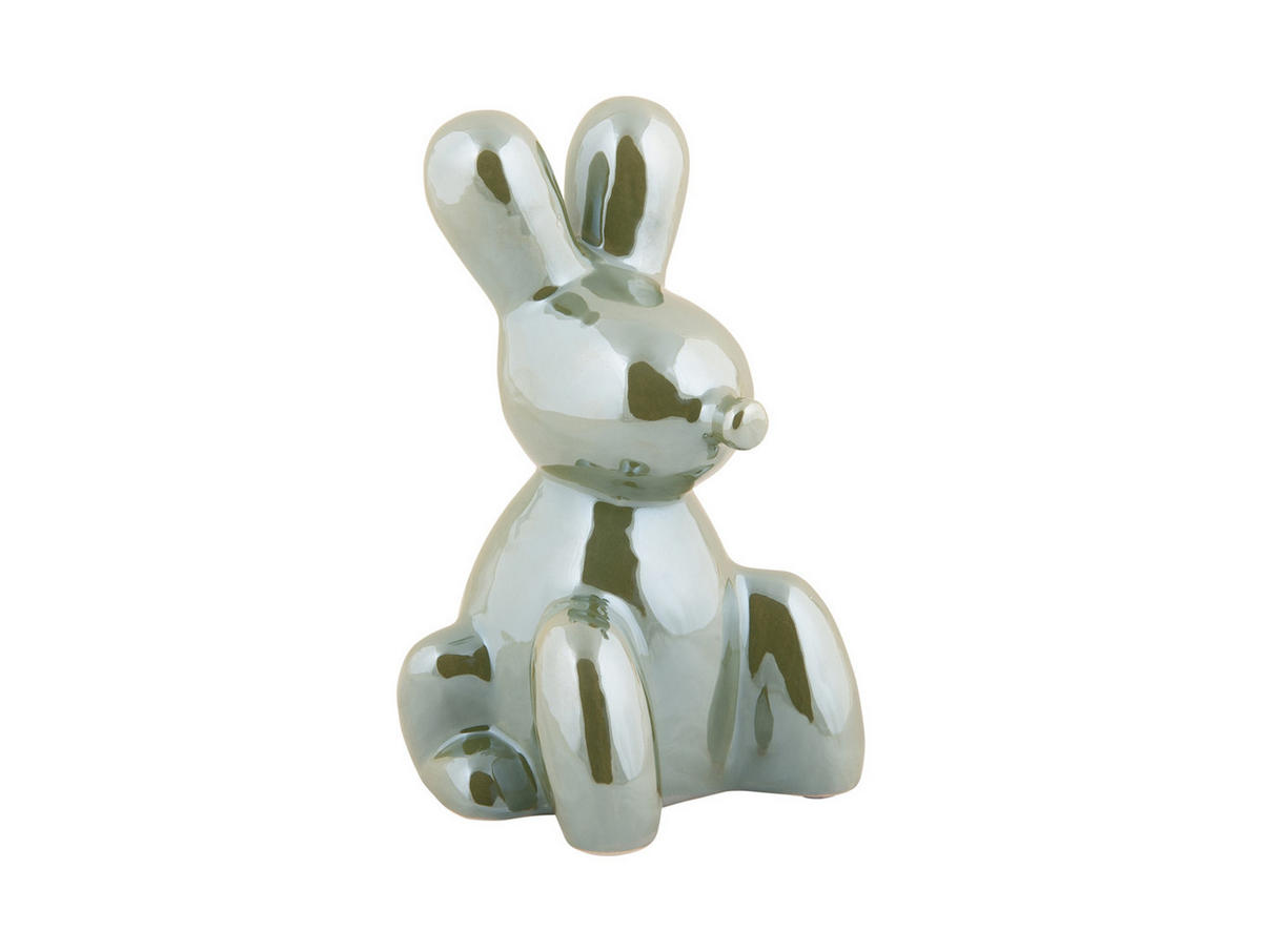 SKULPTUR Bunny Jungle Green 10/9/15 cm - Grün, Keramik (9/15/10cm) - Present Time