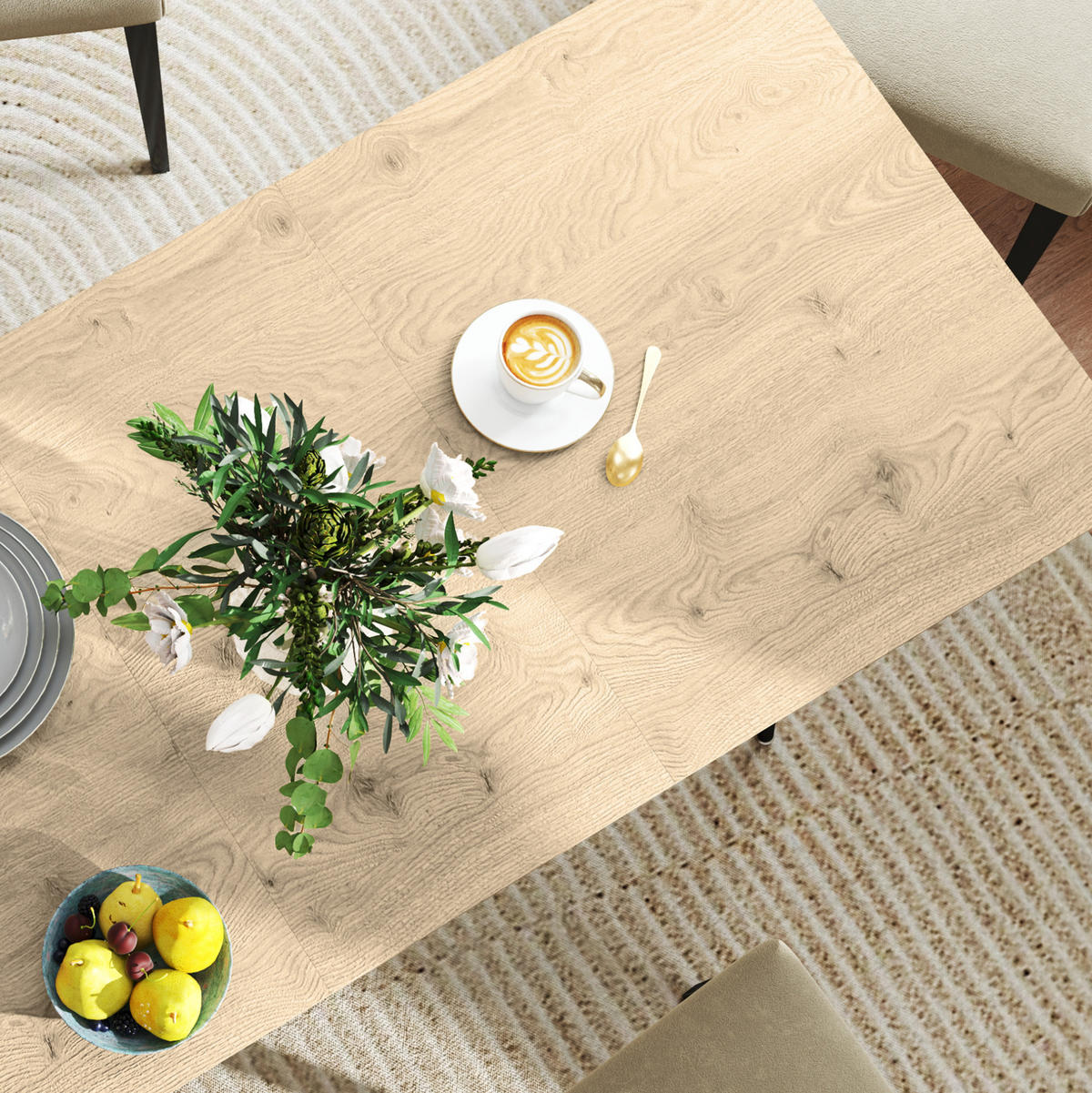 ESSTISCH 120/160/75/77 cm in Natur aus MDF, ausziehbar mit Stahlgestell - Braun, Holzwerkstoff (160/75/77cm) - Flora Grace