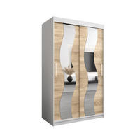 SCHWEBETÜRENSCHRANK 200/120/62 2-türig - Silberfarben/Weiß, Holz/Kunststoff (120/200/62cm) - Abiks Möbel