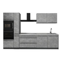 KÜCHENZEILE R-Line, Beton/Anthrazit, 310 cm Arbeitsplatte Marmor - Anthrazit/Grau, Holzwerkstoff (310/206.8/60cm) - Vicco