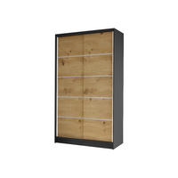 SCHWEBETÜRENSCHRANK Diego IV - Schwarz/Eiche Artisan, Holzwerkstoff/Metall (100/200/58cm) - MIRJAN24
