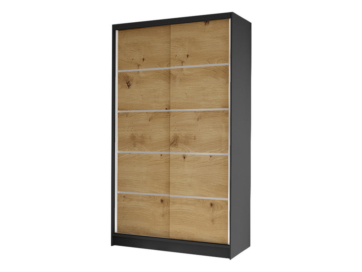 SCHWEBETÜRENSCHRANK Diego IV - Schwarz/Eiche Artisan, Holzwerkstoff/Metall (100/200/58cm) - MIRJAN24