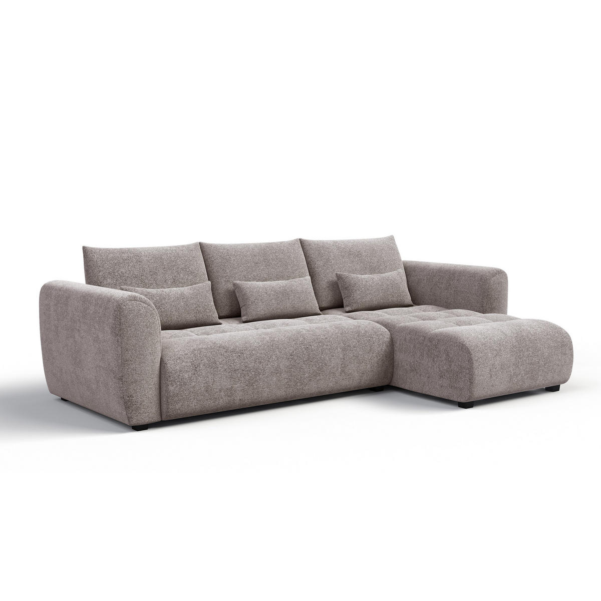 ECKSOFA SORENO 4-Sitzer, dunkelbeige - Beige/Schwarz, Holz/Textil (293/171cm) - Courtois Laville