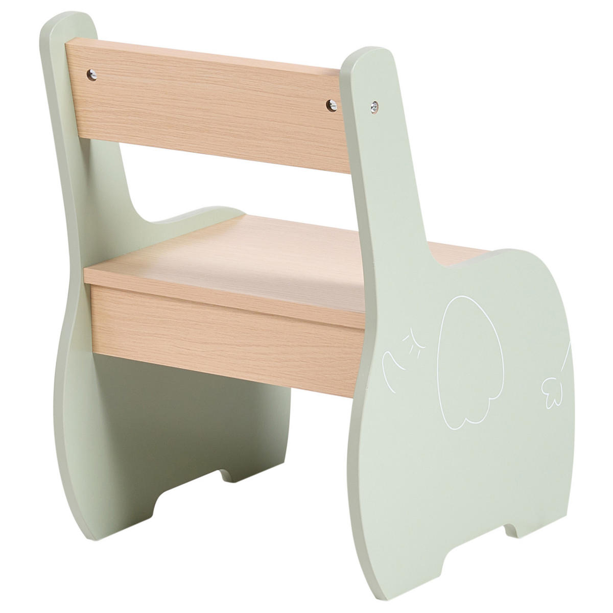 KINDERTISCH mit Stühlen Hellbraun/Grün Lucas - Hellbraun, Holzwerkstoff (80/50/48cm) - Beliani