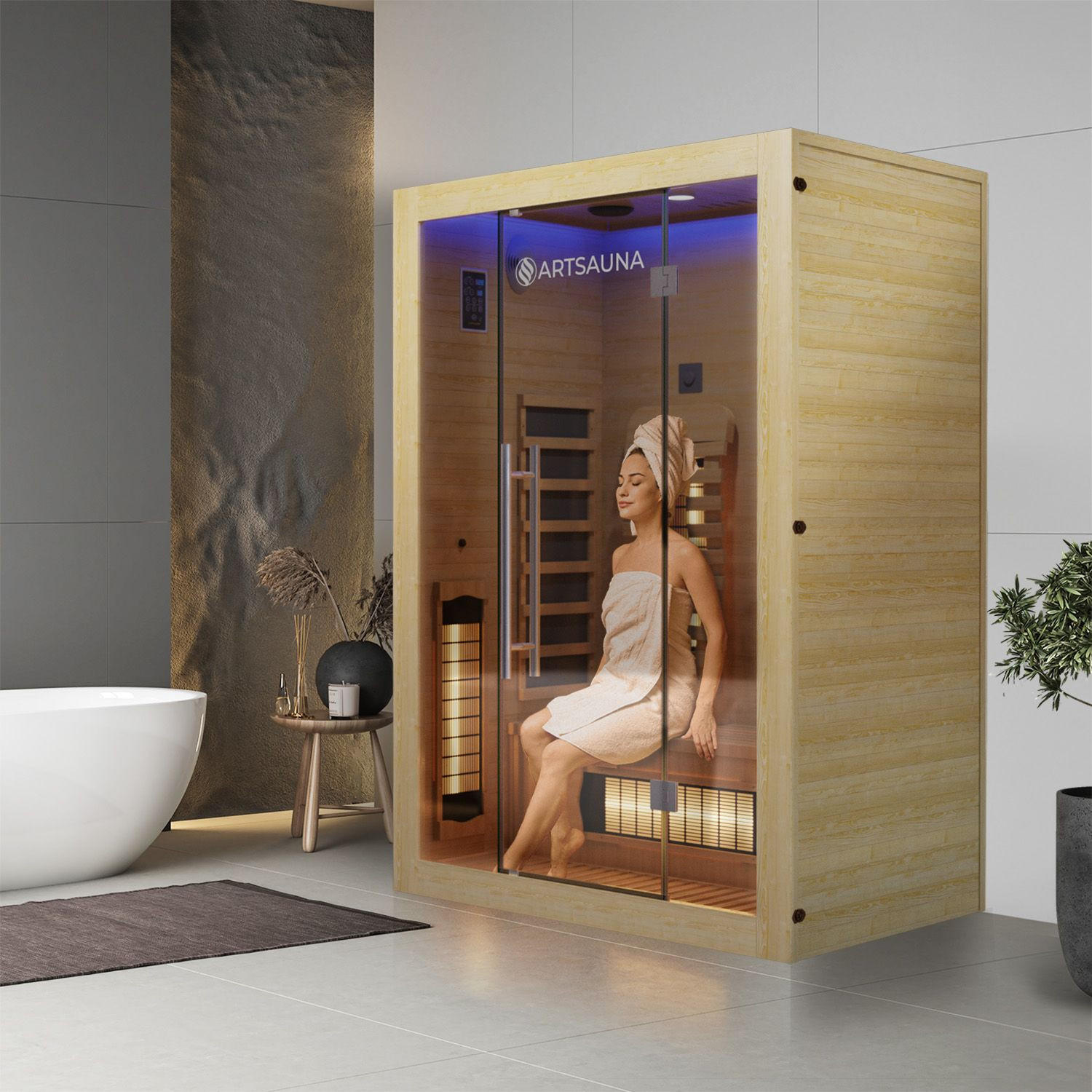 INFRAROTKABINE Kiruna130 Premium mit Dual Technologie - Naturfarben, Holz (130/190/105cm) - Artsauna
