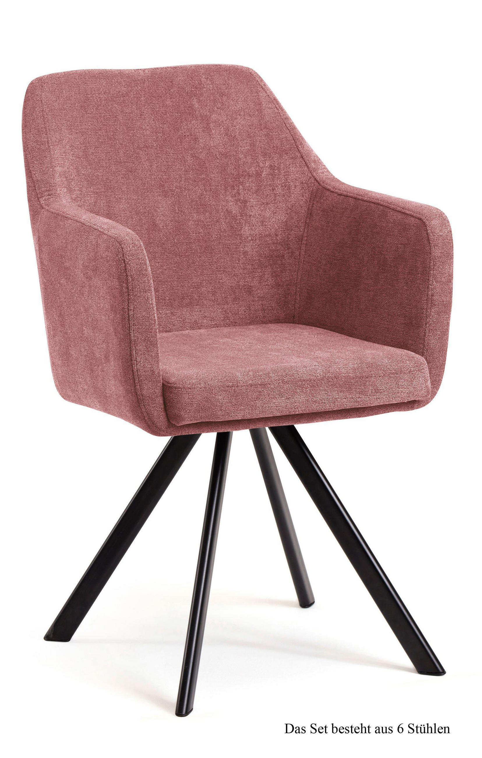 ARMLEHNSTUHL (6er-Set) Debee 57x87x60 Schwarz/Rosewood - Dunkelrosa/Schwarz, Kunststoff (60/87/57cm) - 58aufmkessel