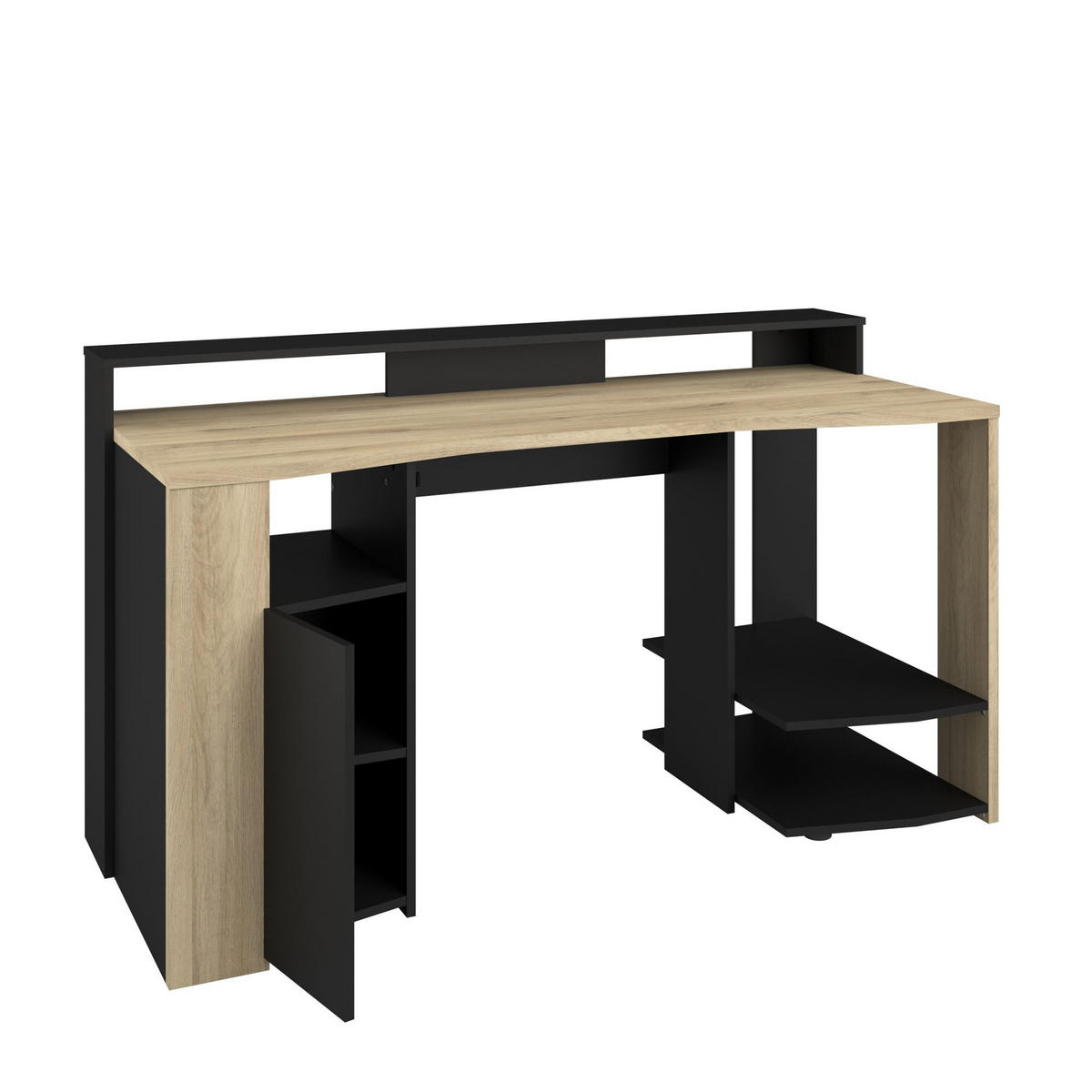 GAMERTISCH Parisot Meta 1-tlg. Holznachbildung Chene Kronberg/Schwarz - Eichefarben/Schwarz, Kunststoff (152/62/88cm) - 58aufmkessel