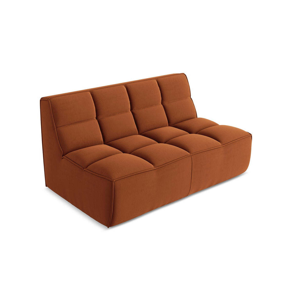2-SITZER-SOFA Samt Stoff Orange - Terracotta/Schwarz, Kunststoff/Textil (160/75/93cm) - LaMiaSofa