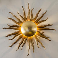WAND-/DECKENLAMPE Diator L handgeschmiedete Sonne Rost- & Goldfarben - Goldfarben, Metall (47/47/15cm) - s.luce
