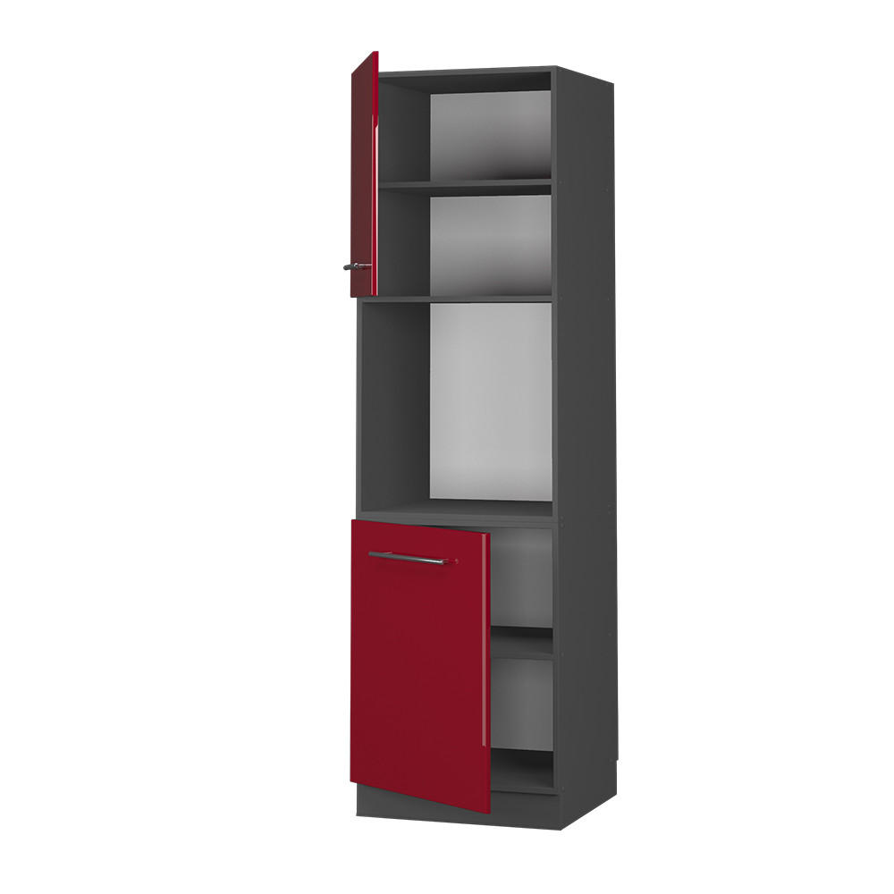 HERDUMBAUSCHRANK Fame-Line Bordeaux Hochglanz 60 cm offen - Bordeaux/Anthrazit, Holzwerkstoff (60/206.8/58cm) - Vicco