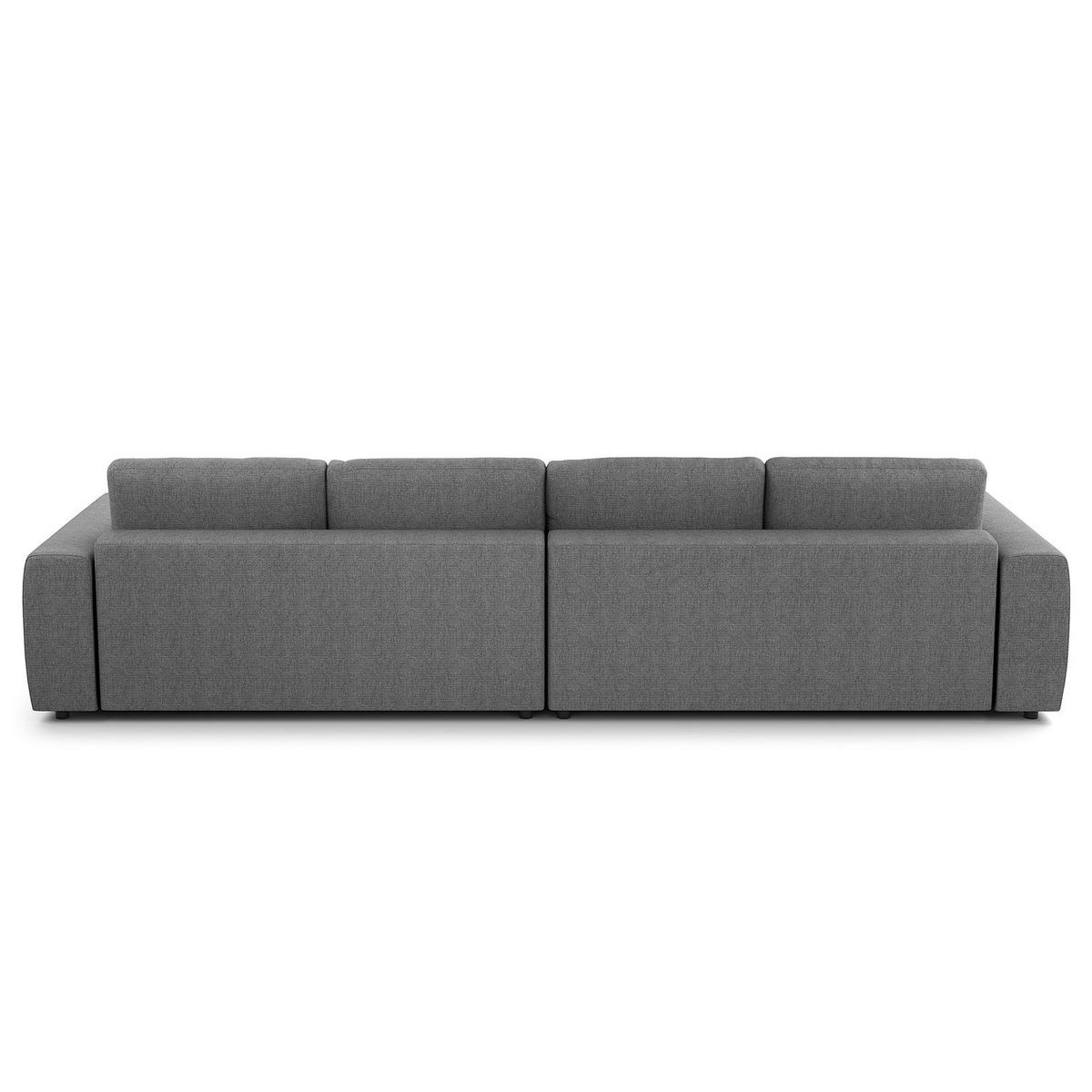 ECKSOFA mit XXL-Longchair - Silberfarben/Schwarz, Kunststoff/Textil (323/182cm) - home24
