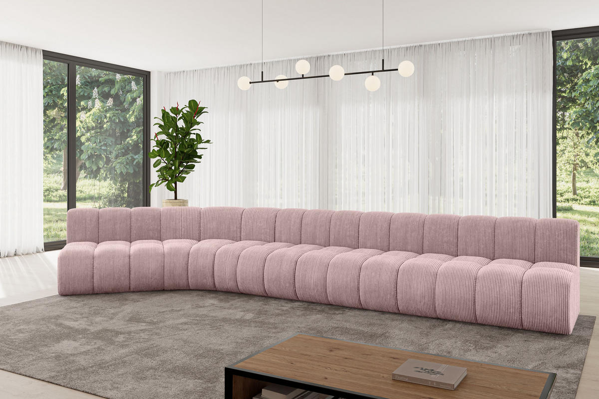 ECKSOFA modulares Sofa Montra-L3 - 472x174x70 cm Rosa - Rosa, Holzwerkstoff/Textil (472/174cm) - ALTDECOR