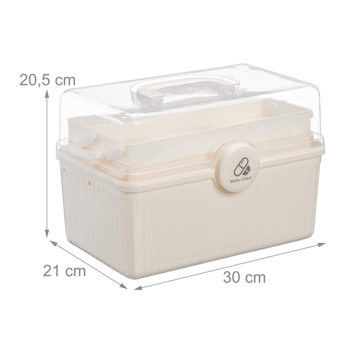APOTHEKENBOX - Creme, Kunststoff (30/20.5/21cm) - Relaxdays