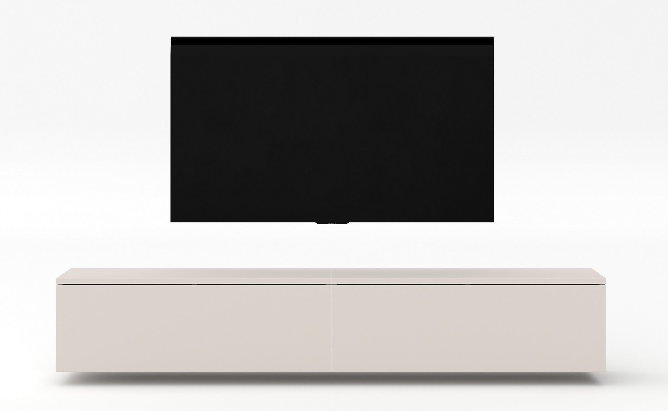 LOWBOARD Loriano 2x100 Beige Kaschmir 200/34/32 cm – TV Schrank - Beige, Holzwerkstoff/Kunststoff (200/34/32cm) - AX Living