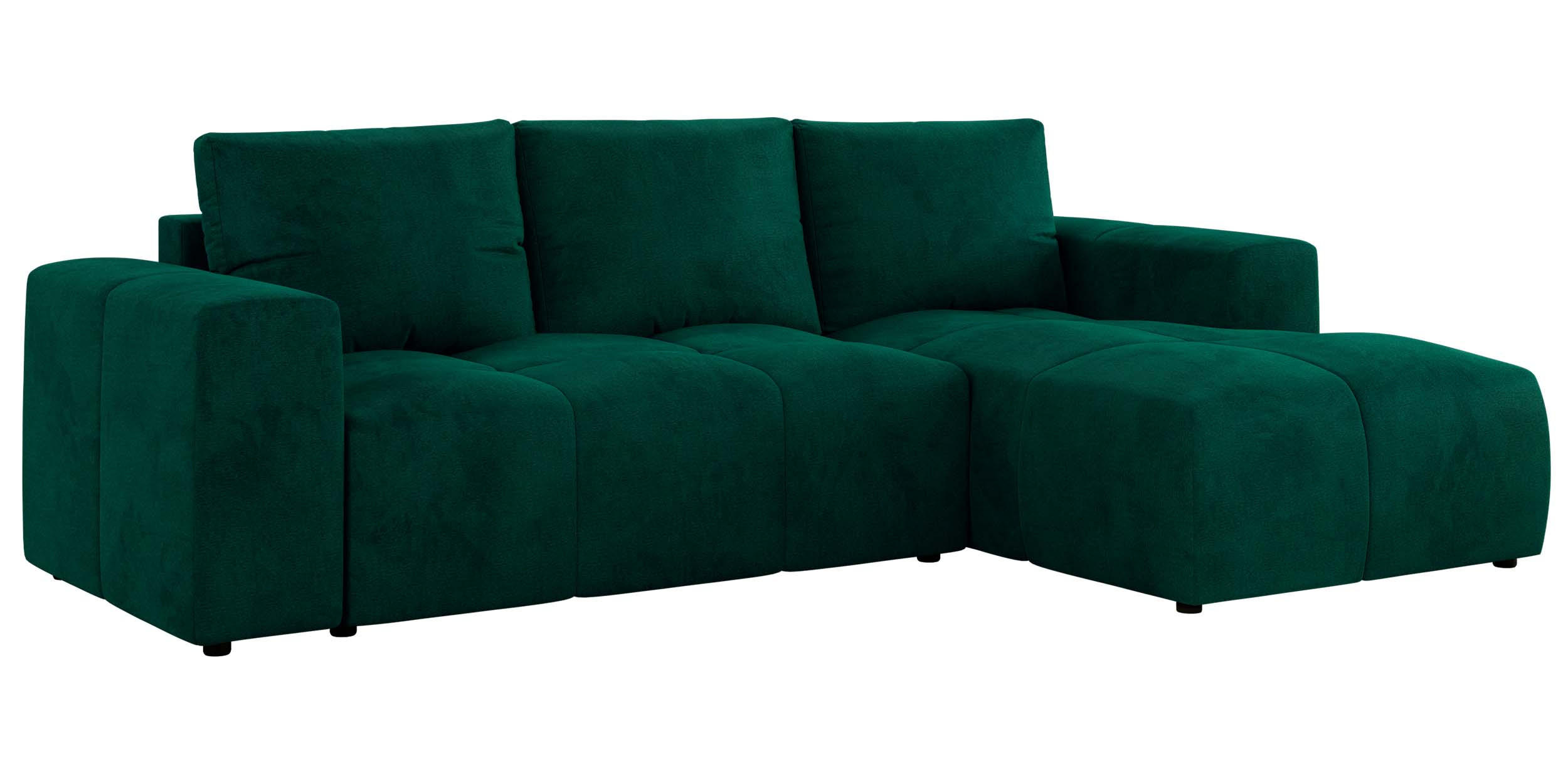 ECKSOFA MONIVA Dunkelgrün Velvet - Rechts - Dunkelgrün/Schwarz, Textil (266/164cm) - MKS
