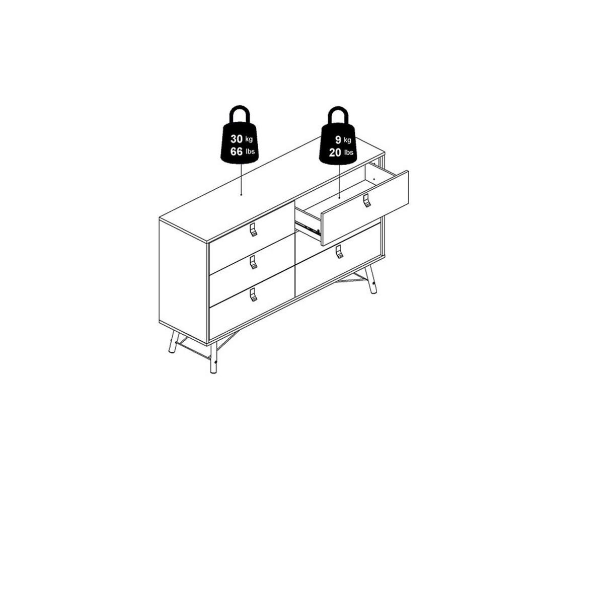 KOMMODE Rye Weiß 150/40/95 cm - Weiß, Holzwerkstoff/Metall (150/95/40cm) - ebuy24