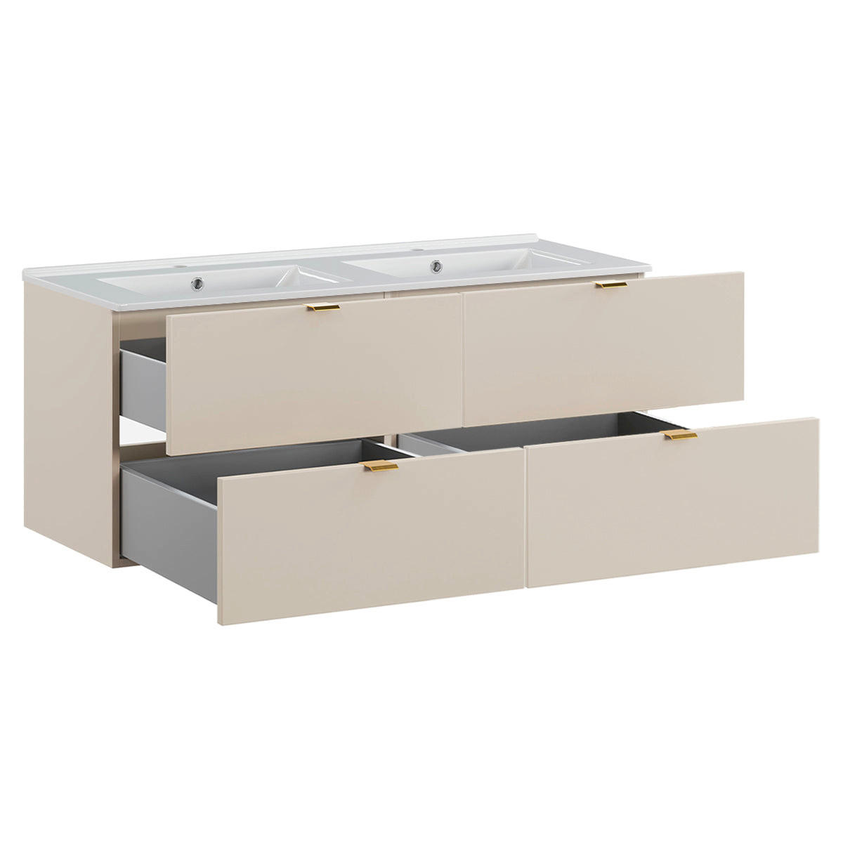 BADMÖBEL 120cm Azel 2er-Set Kaschmir - Beige, Holzwerkstoff (120/50/46cm) - Petits-meubles