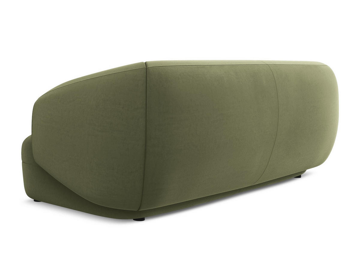 3-SITZER SOFA Samt Stoff Grün - Schwarz/Olivgrün, Kunststoff/Textil (212/81/98cm) - Makamii