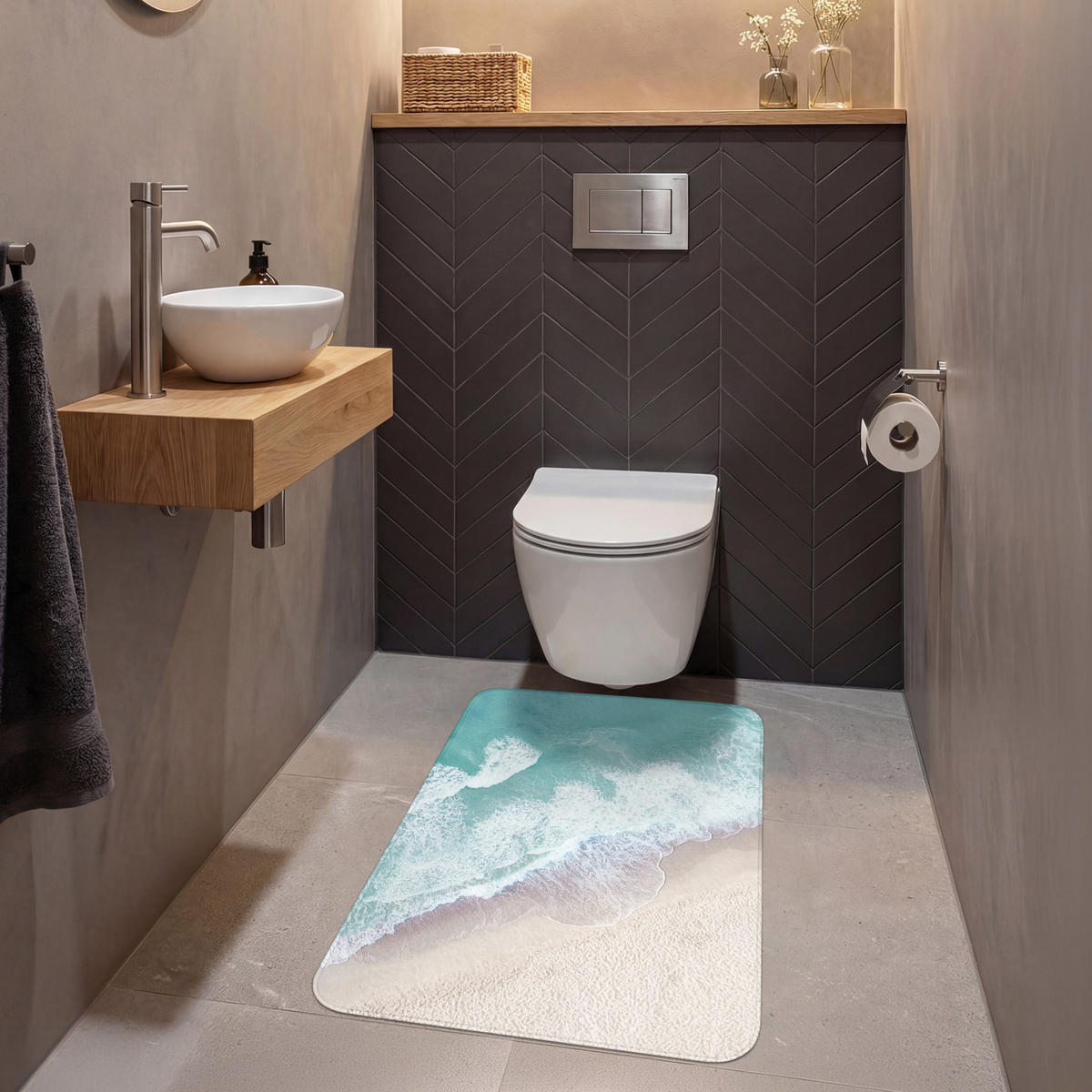 WC PŘEDLOŽKA Pláž - Moře - Příroda - Léto 60x90 cm - tyrkysová, textil/plast (60/1cm) - OnlyWow