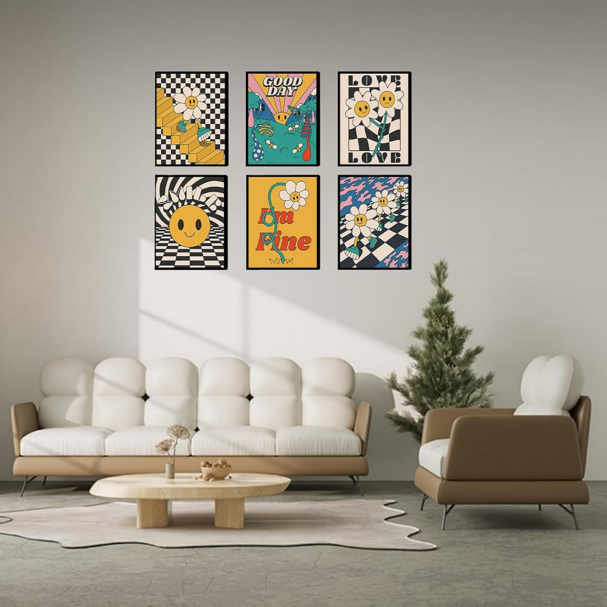 WANDDEKO Cartoon 21x29,7cm 6-teilig Set，rahmenlos - Orange, Textil (30/1cm) - Authentics
