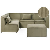 COLȚAR modul cu 4 locuri pe partea dreaptă verde reps reiat cu otomană Lemvig - verde, material textil (250/166cm) - Beliani