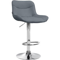 BARHOCKER Lederlook grau - Chromfarben/Grau, Textil/Metall (49/85/51cm) - CLP