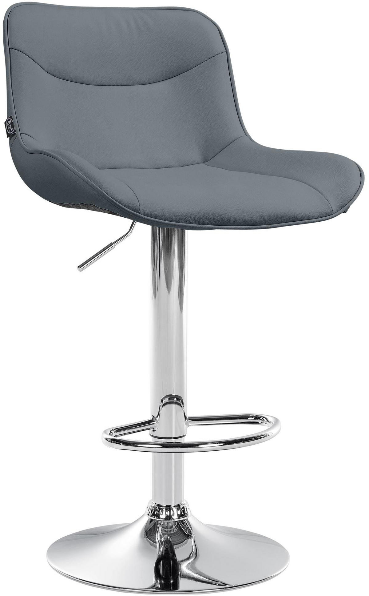 BARHOCKER Lederlook grau - Chromfarben/Grau, Textil/Metall (49/85/51cm) - CLP