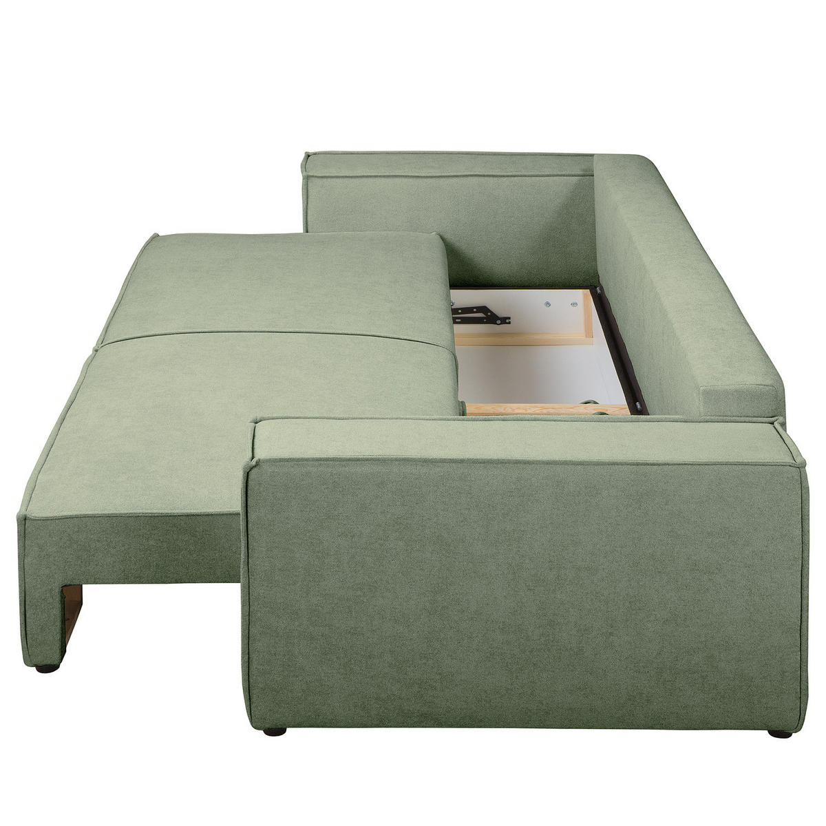 SCHLAFSOFA - Bouclé - Schwarz/Grün, Kunststoff/Textil (255/70/105cm) - home24