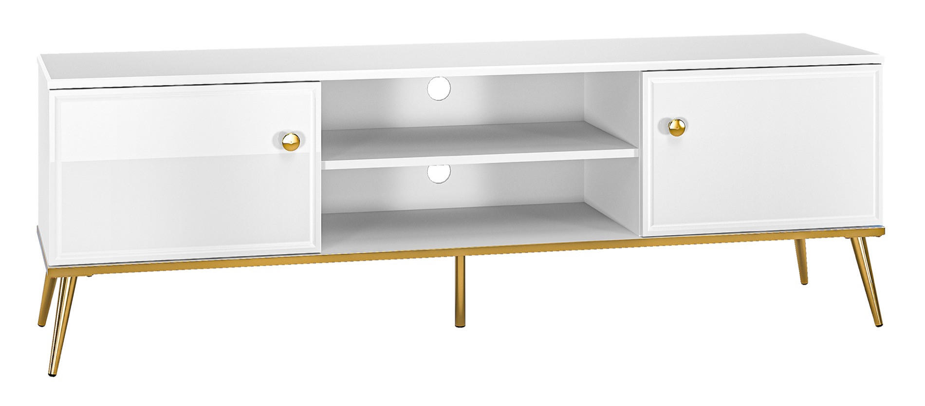 TV-LOWBOARD Darrby Weiß 160 cm - Goldfarben/Weiß, Holzwerkstoff/Metall (160/53/40cm) - Selsey