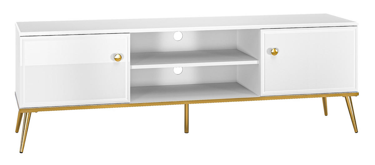 TV-LOWBOARD Darrby Weiß 160 cm - Goldfarben/Weiß, Holzwerkstoff/Metall (160/53/40cm) - Selsey