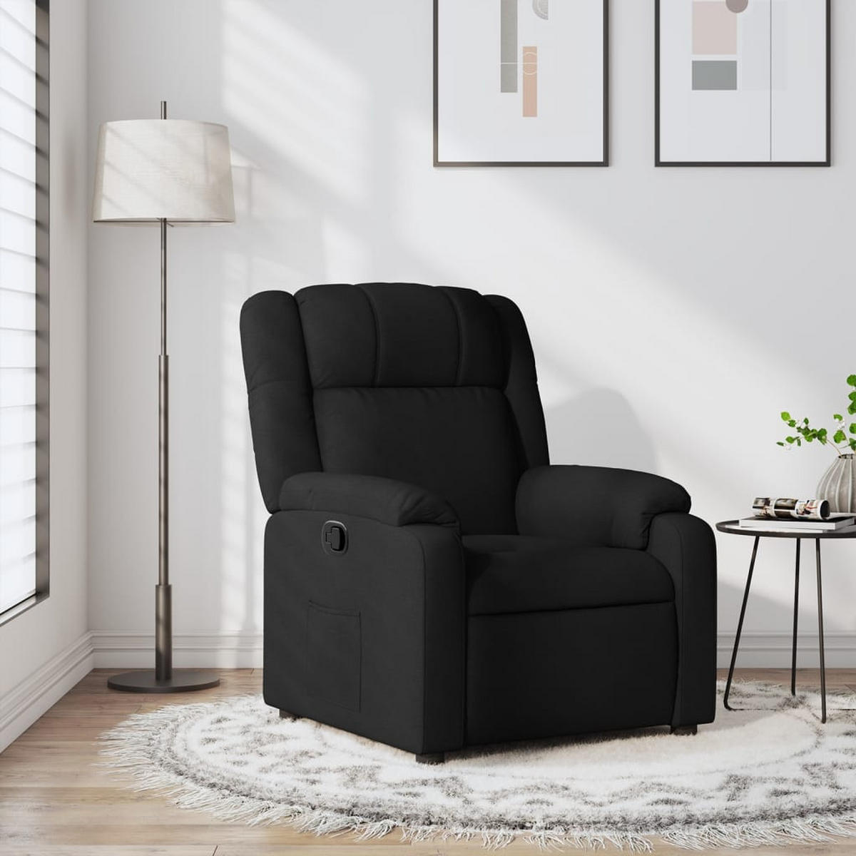 RELAXSESSEL Schwarz Stoff - Schwarz, Textil (95/99/77cm) - vidaXL