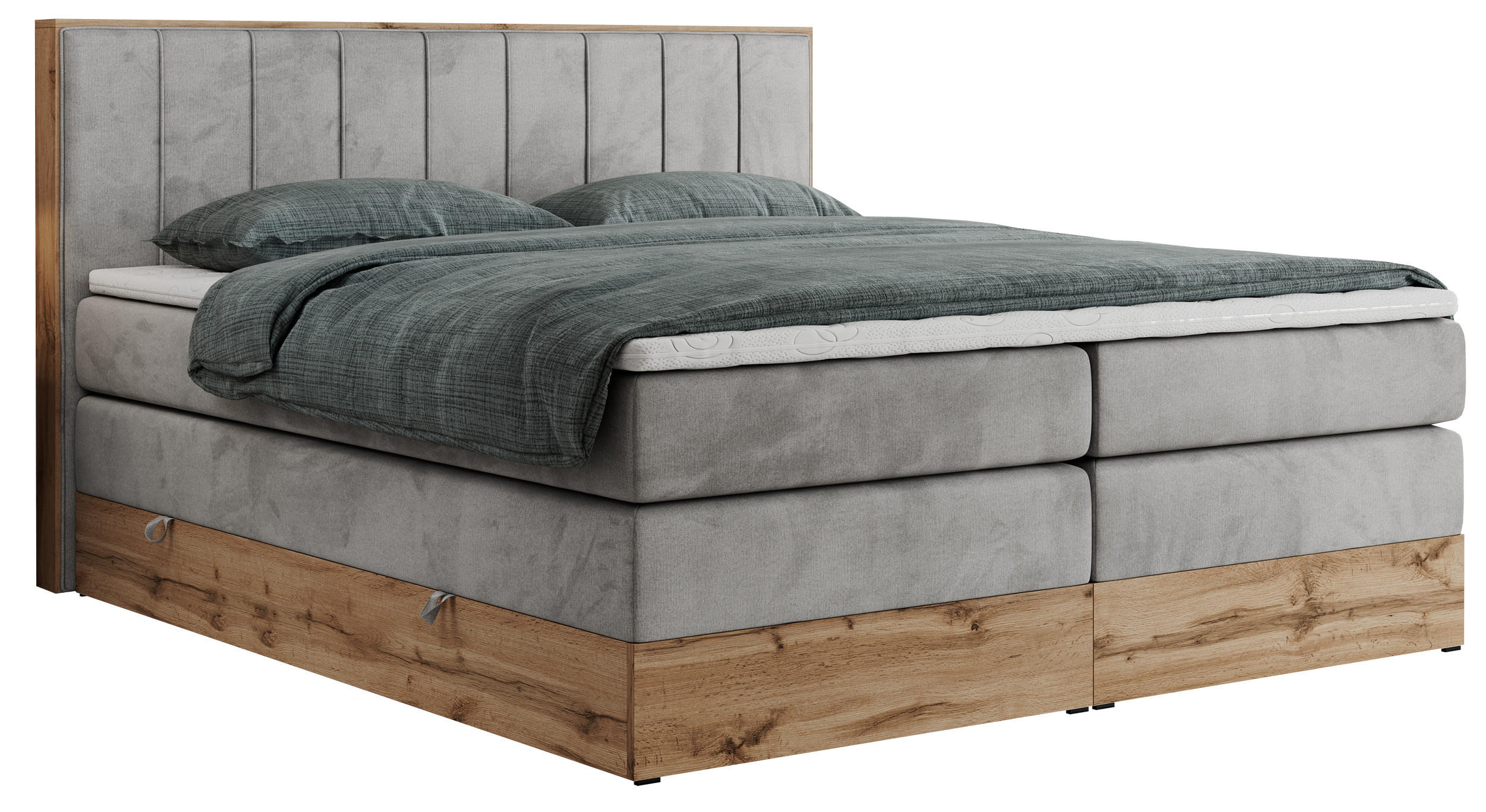 BOXSPRINGBETT BELLISSIMO KING 140/200 Hellgrau Velvet - H3 - Hellgrau, Holz/Textil (140/200cm) - MKS