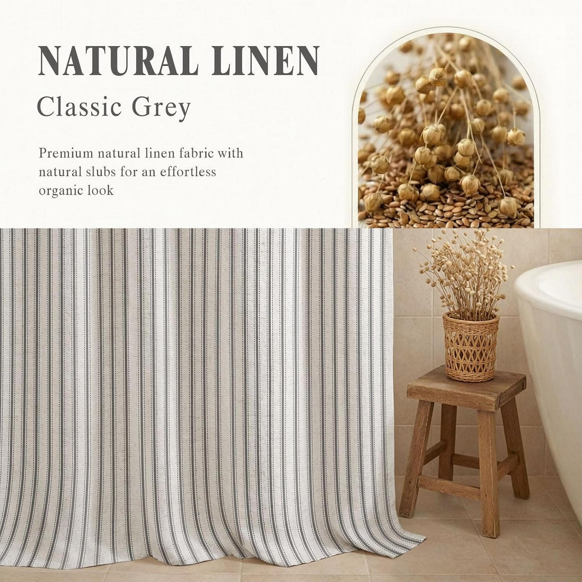 DUSCHVORHANG – grau (180 × 200 cm) - Grau, Textil (180/200cm)