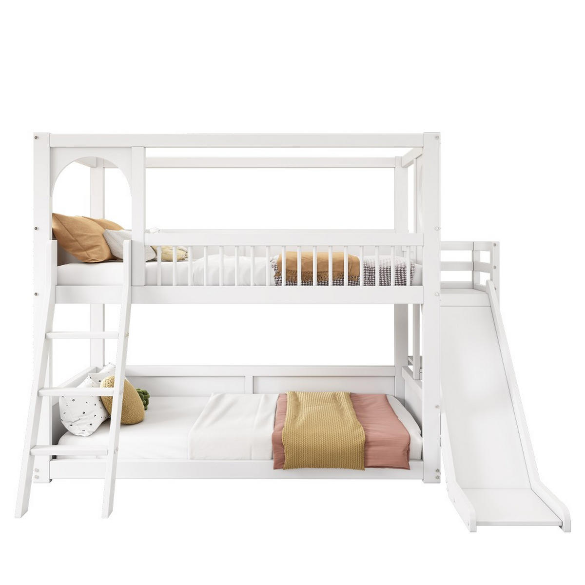 ETAGENBETT 90x200cm mit Rutsche in weiß - Weiß, Holz (90/200cm) - KOMHTOM