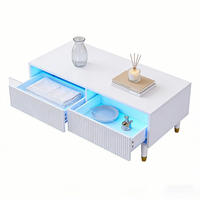 COUCHTISCH mit Schubladen und LED-Beleuchtung, Weiß - Weiß, Holzwerkstoff (110/50/40cm) - Meubles Cosy