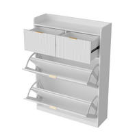 SCHUHSCHRANK im modernen - Kompakter Kipp-Schuhkipper mit 2 Schubladen und 2 Klappen - Weiß - Weiß, Holzwerkstoff (24/110/80cm) - DELFA