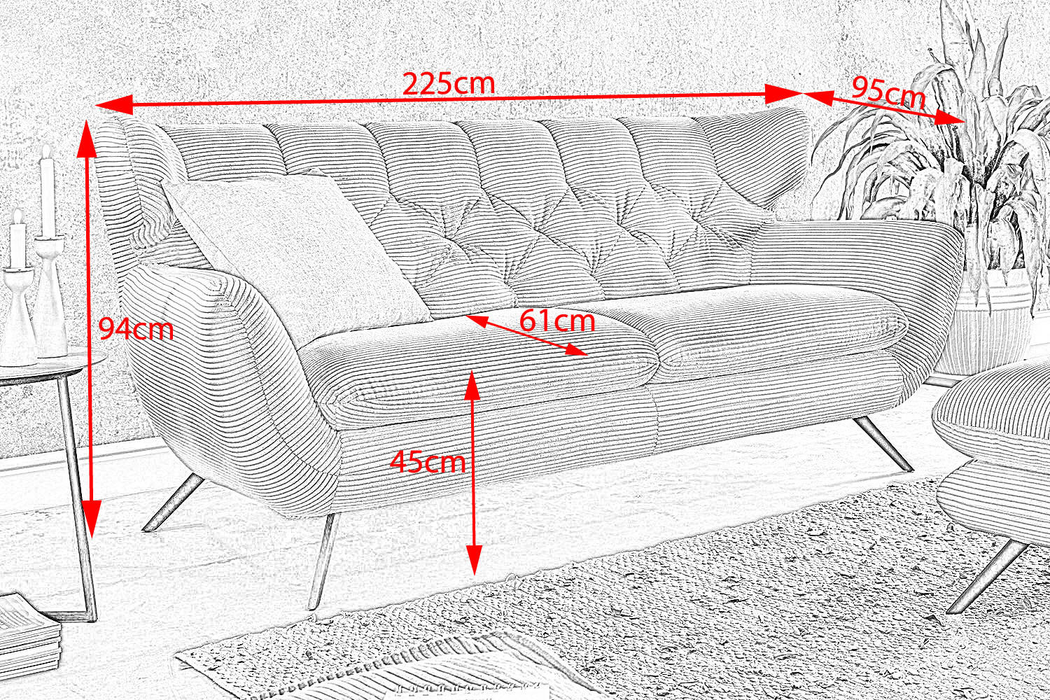 Thumbnail - Kawola Sofa, Greige, Textil, Echtholz, 3-Sitzer, Füllung: Komfortschaum, 225x94x95 cm, Wohnzimmer, Sofas & Couches, Sofa...