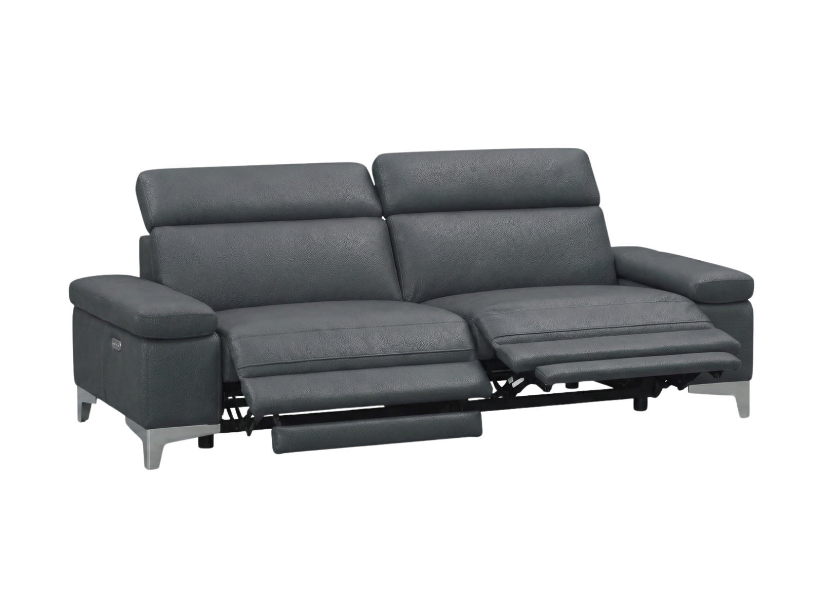 3-SITZER Sofa Talisman Echtleder mit 2 x Relaxfunktion Anthrazit - Anthrazit, Leder/Metall (216/80/100cm)