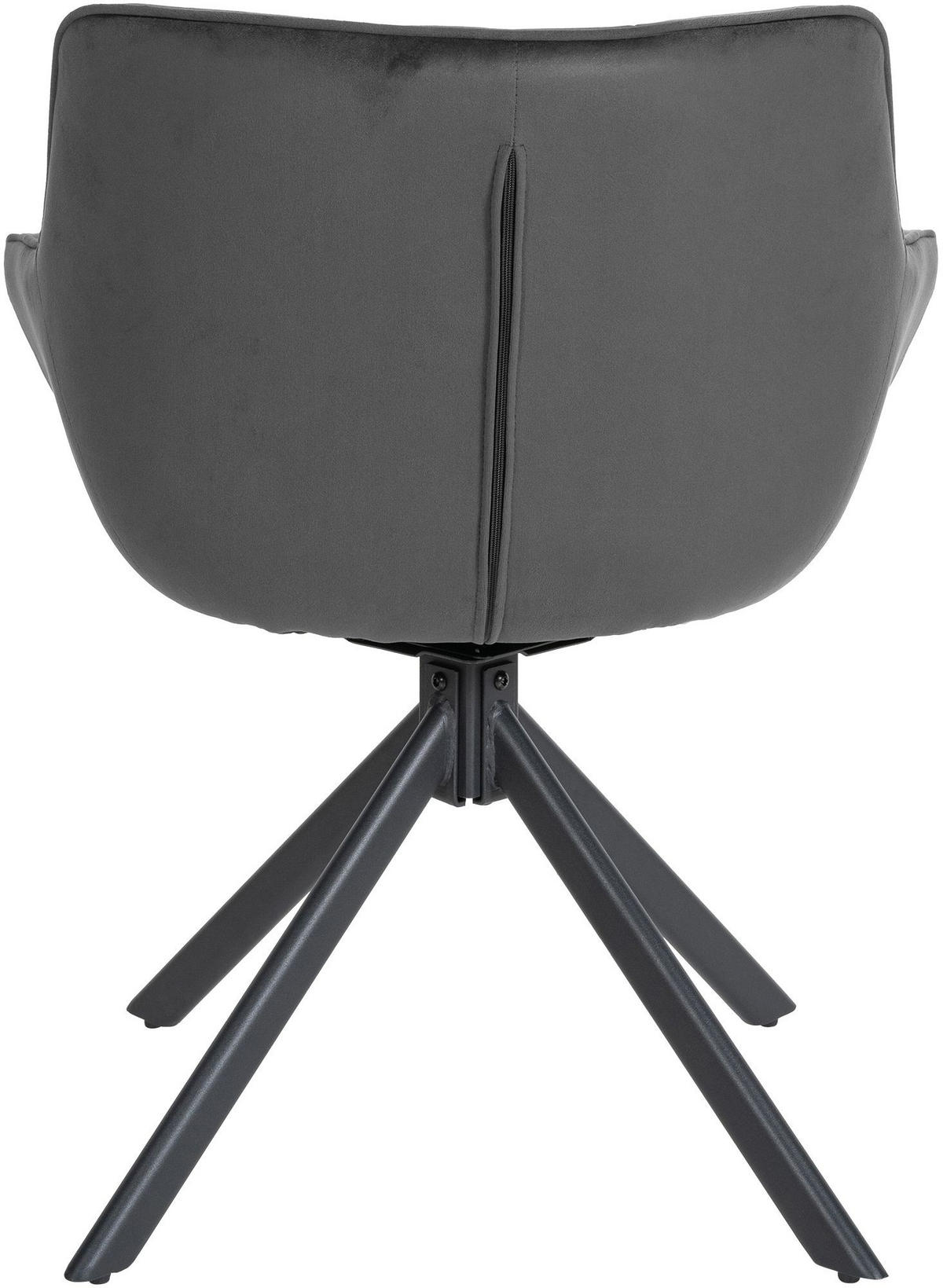 STUHL Samt dunkelgrau - Dunkelgrau/Schwarz, Textil/Metall (65/78/59cm) - CLP