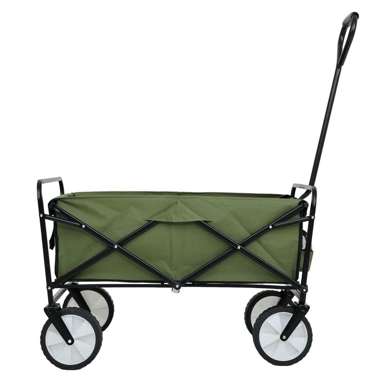 CĂRUCIOR DIN LEMN TIP VAGON, se poate strânge, cu capacitate de încărcare de 110 kg - verde, material textil (50/59/50cm) - RAUMHIRSCH FURNITURE