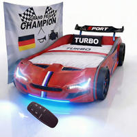 AUTOBETT GTE mit Rollrost, Licht und Sound Farbe Rot - Rot, Holzwerkstoff (90/200cm) - Coemo
