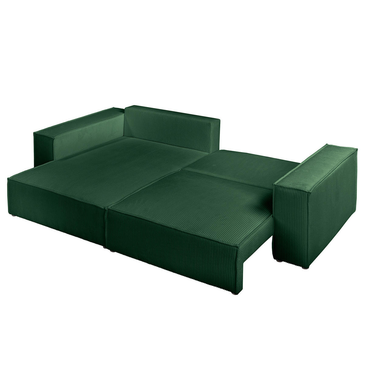 ECKSOFA mit Schlaffunktion - 255 cm - Schwarz/Grün, Kunststoff/Textil (255/148cm) - home24