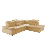 ECKSOFA mit Schlaffunktion mit Bettkasten und verstellbaren Kopf- und Rückenlehnen - Chromfarben/Beige, Textil (240/276cm) - ed exciting design