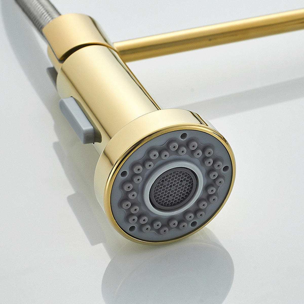 KÜCHENARMATUR, 43 x 18 cm, gold-schwarze Schläuche - Goldfarben, Metall (43/6.3/28.5cm) - Vallsero