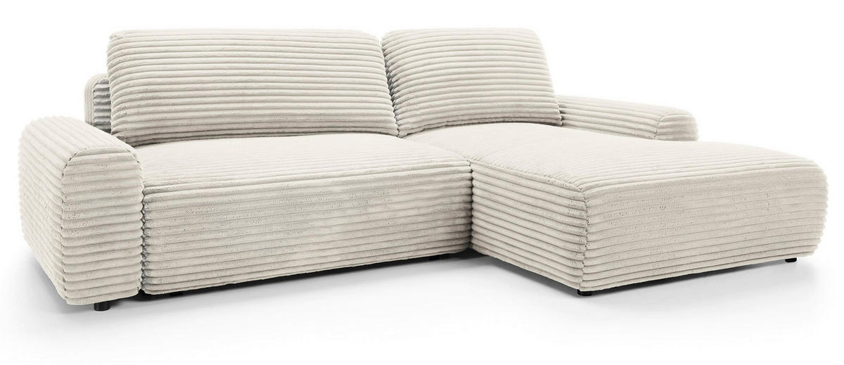 ECKSOFA Alferia Creme mit Cordbezug - Creme/Schwarz, Kunststoff/Textil (162/264cm) - Selsey